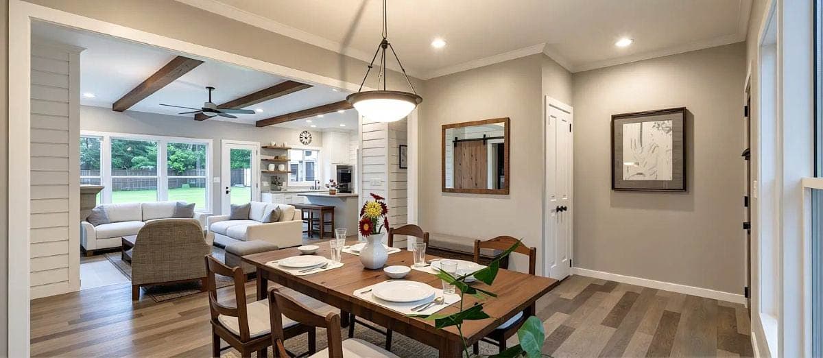 Plan 28940JJ: Simple One-Story 3-Bedroom House Plan with Attached 2-Car Garage - 1663 Sq Ft - Image #6 - Cabin, Country, Farmhouse, Ranch, Southern, Traditional