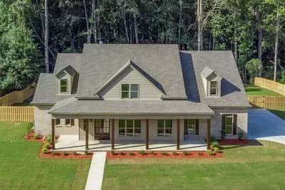 3-Bed Country House Plan with Wrap-Around Porch and Home Office