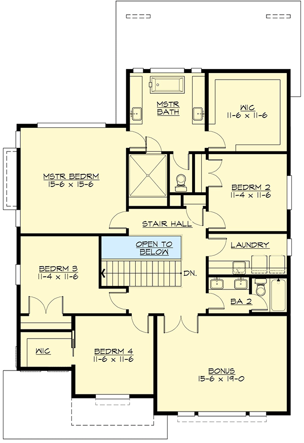 Plan 23864JD: 4-Bed Modern Home Plan with Outdoor Living Room - Floor Plan - 2nd Floor - Contemporary, Modern, Northwest