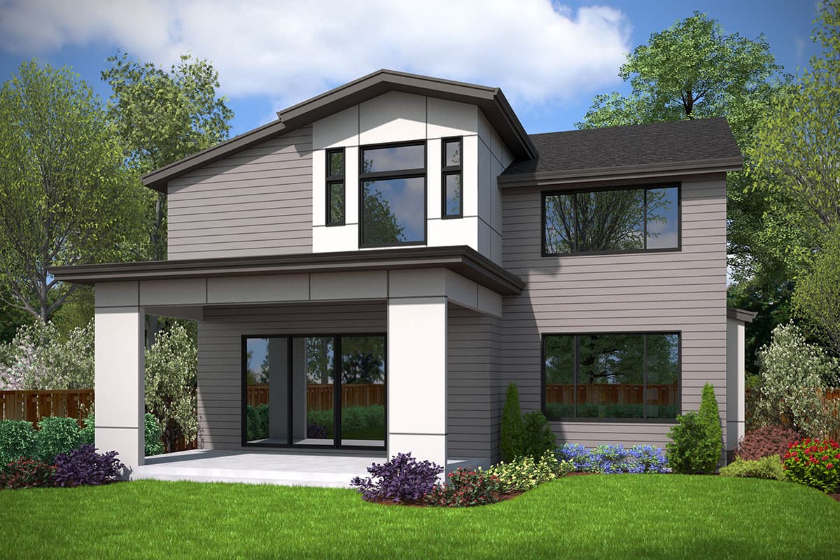 Plan 23864JD: 4-Bed Modern Home Plan with Outdoor Living Room - Image #8 - Contemporary, Modern, Northwest