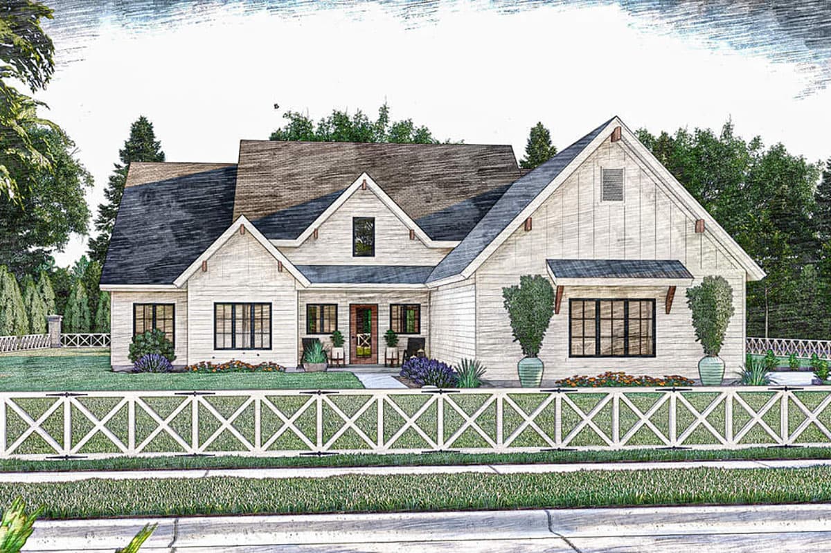 Plan 62923DJ: 3-Bed New American Farmhouse Plan with 3 Sets of French Doors - 2075 Sq Ft - Image #7 - Country, Craftsman, Modern Farmhouse, New American