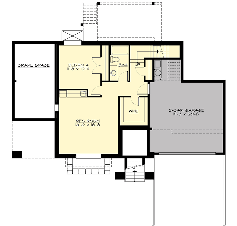 Plan 23871JD: Contemporary Craftsman Plan with Wine Cellar - Floor Plan - Lower Level - Contemporary, Craftsman, Northwest