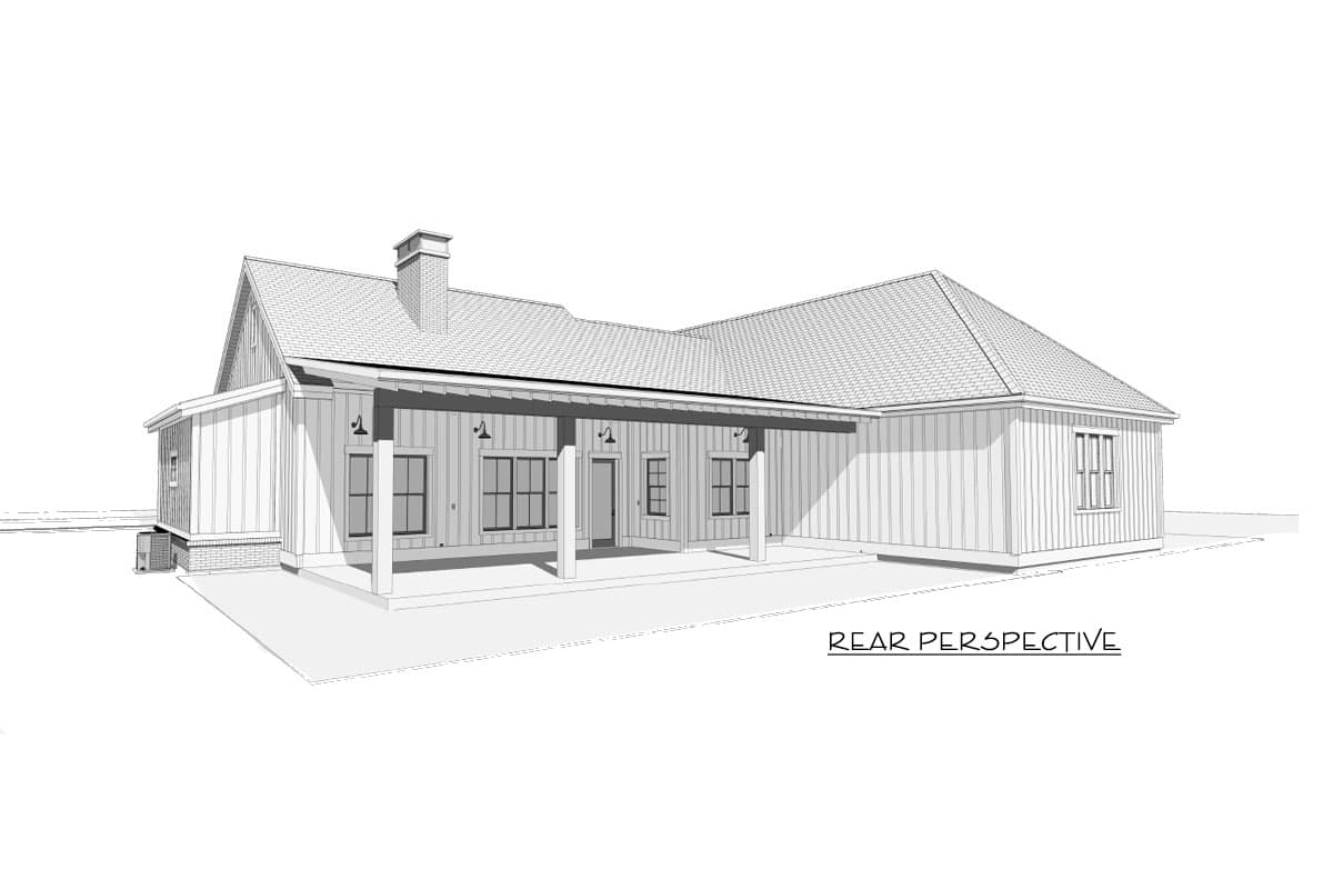 Plan 64504SC: Exclusive Modern Split Bedroom Modern Farmhouse Plan with Large Covered Patio - Image #6 - Country, Farmhouse, Modern Farmhouse, New American, Southern