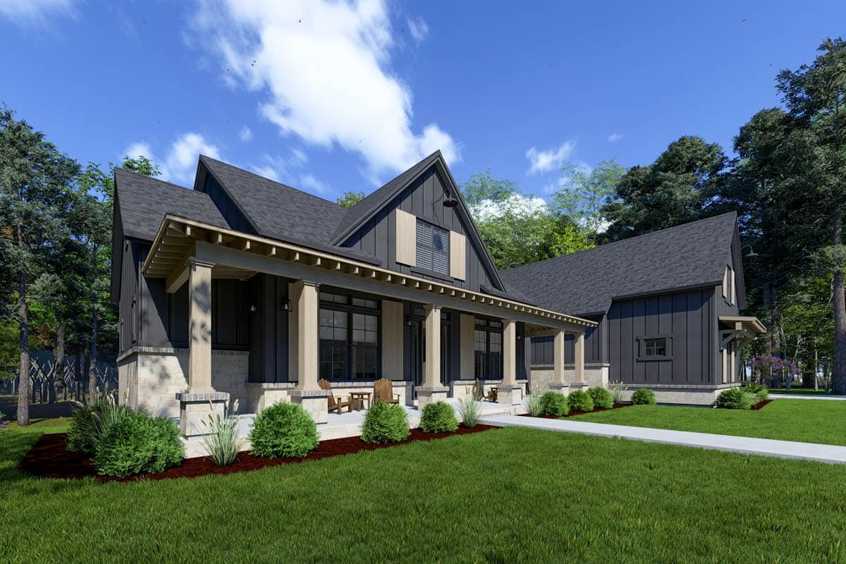 Plan 64506SC: Modern Farmhouse Plan with Bonus Room and Man Cave - 2591 Sq Ft - Image #4 - Country, Farmhouse, Modern Farmhouse, New American