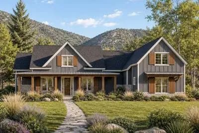 Modern Farmhouse Plan with Bonus Room and Man Cave - 2591 Sq Ft