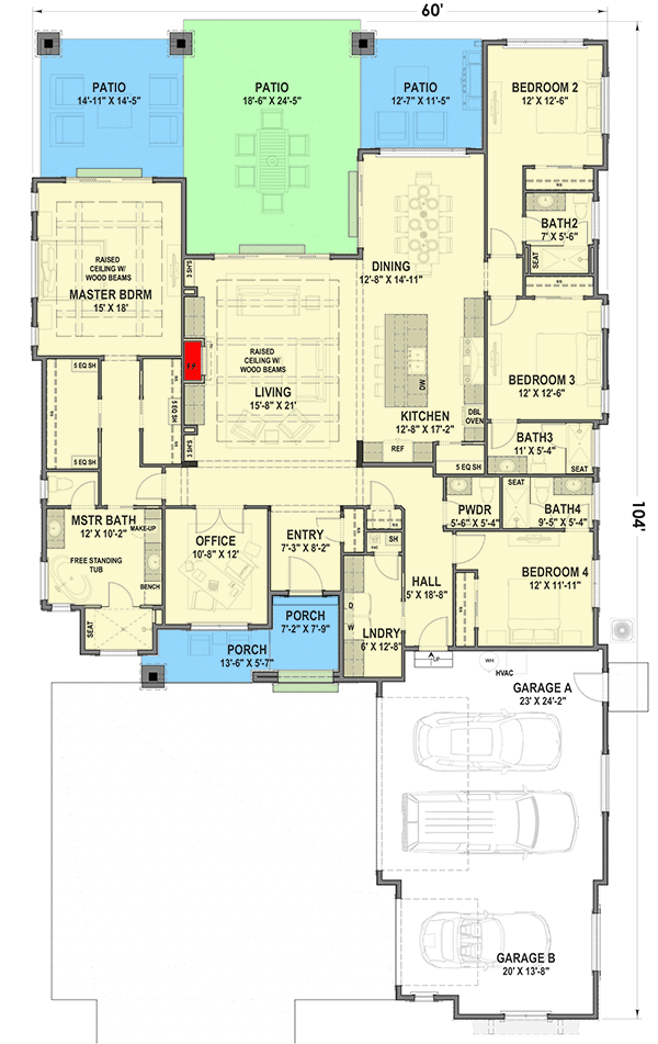 Plan 64508SC: Exclusive Mountain Craftsman Plan with Indoor Outdoor Living - Floor Plan - Main Level - Craftsman, Mountain, New American, Northwest, Ranch