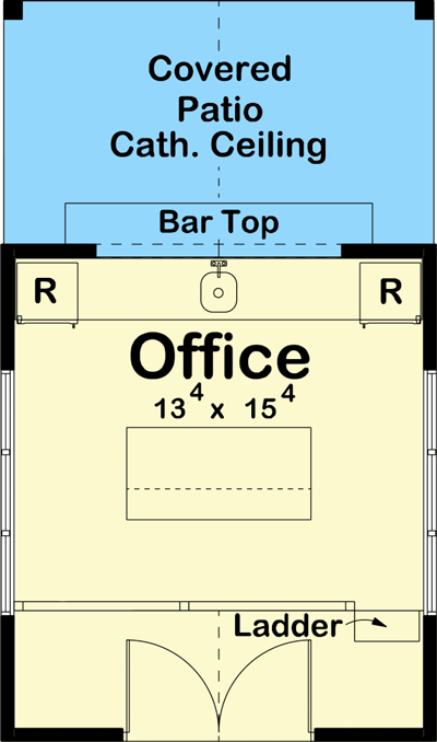 Plan 62925DJ: Modern Farmhouse Backyard Office Plan with Loft - Floor Plan - Main Level - Modern Farmhouse
