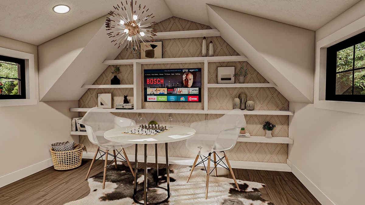 Plan 62925DJ: Modern Farmhouse Backyard Office Plan with Loft - Image #8 - Modern Farmhouse