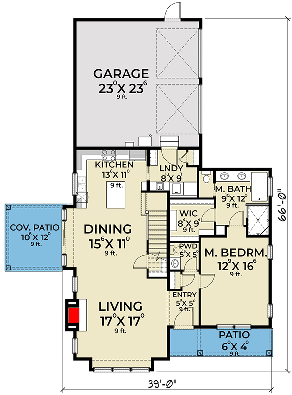Plan 280104JWD: 3-Bed New American Cottage House Plan with Side Covered Patio - 2444 Sq Ft - Floor Plan - Main Level - Coastal, Cottage, Country, Farmhouse, Modern Farmhouse, Mountain, New American, Vacation