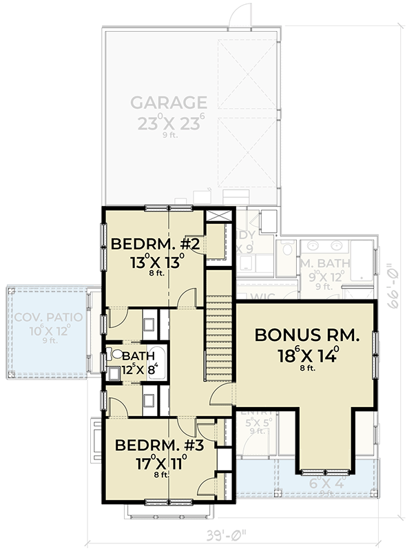 Plan 280104JWD: 3-Bed New American Cottage House Plan with Side Covered Patio - 2444 Sq Ft - Floor Plan - 2nd Floor - Coastal, Cottage, Country, Farmhouse, Modern Farmhouse, Mountain, New American, Vacation