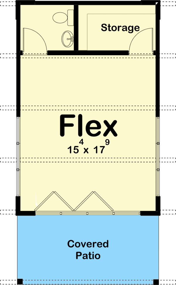 Plan 62926DJ: Flexible Modern Backyard Office - Play - Storage Plan - 384 Sq Ft - Floor Plan - Main Level - Mid Century Modern, Modern