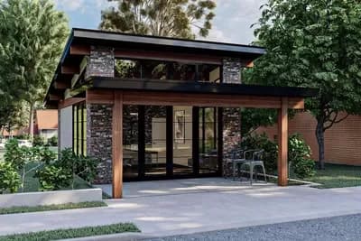 Flexible Modern Backyard Office - Play - Storage Plan - 384 Sq Ft
