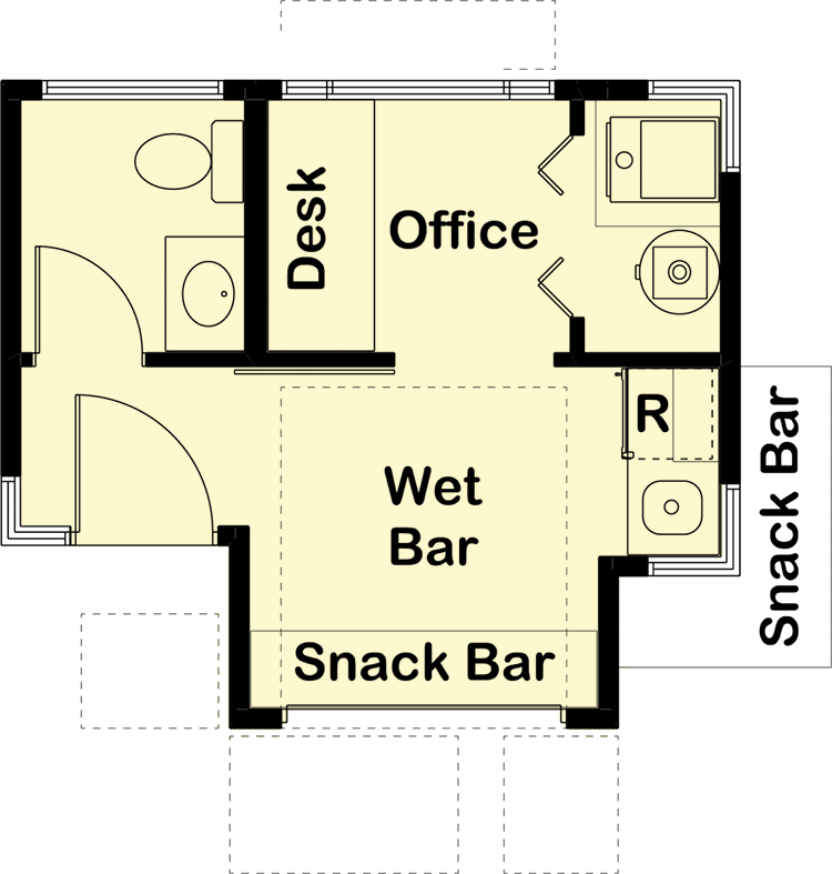 Plan 62927DJ: Modern Backyard Office Plan with Bar and Snack Area - Floor Plan - Main Level - Contemporary, Modern