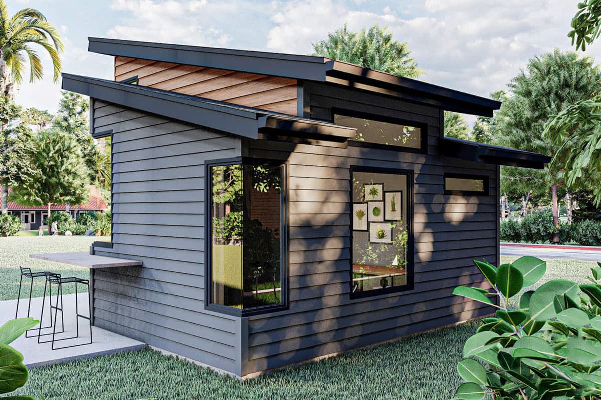 Plan 62927DJ: Modern Backyard Office Plan with Bar and Snack Area - Image #4 - Contemporary, Modern