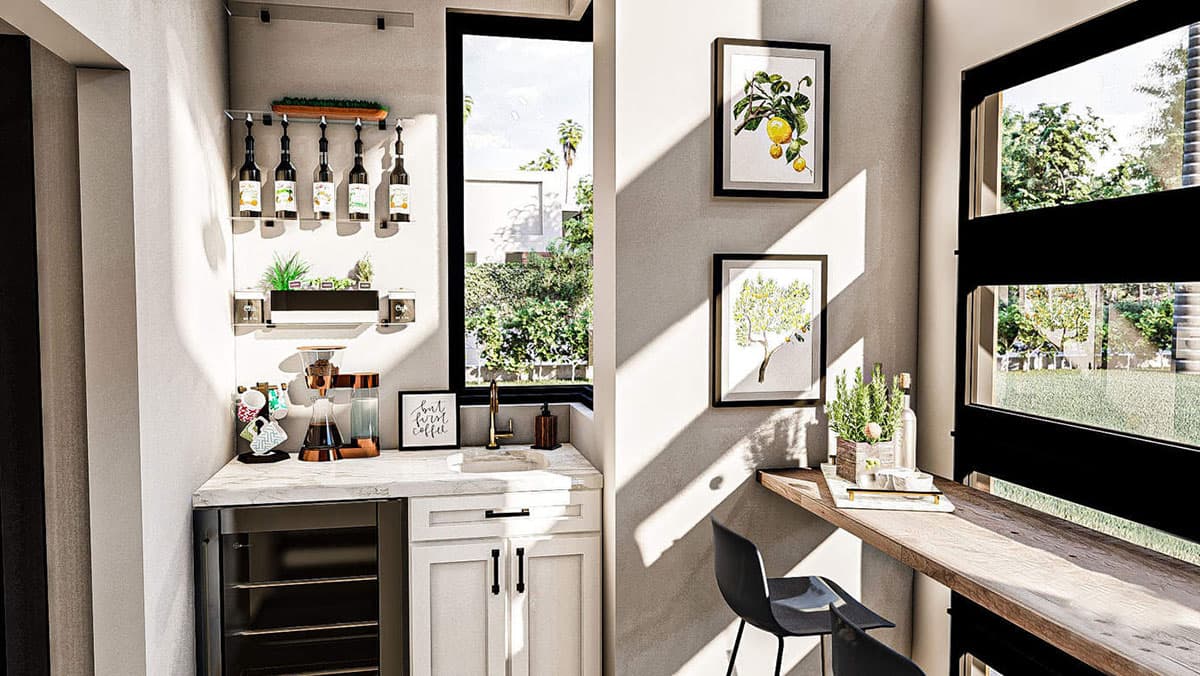 Plan 62927DJ: Modern Backyard Office Plan with Bar and Snack Area - Image #5 - Contemporary, Modern