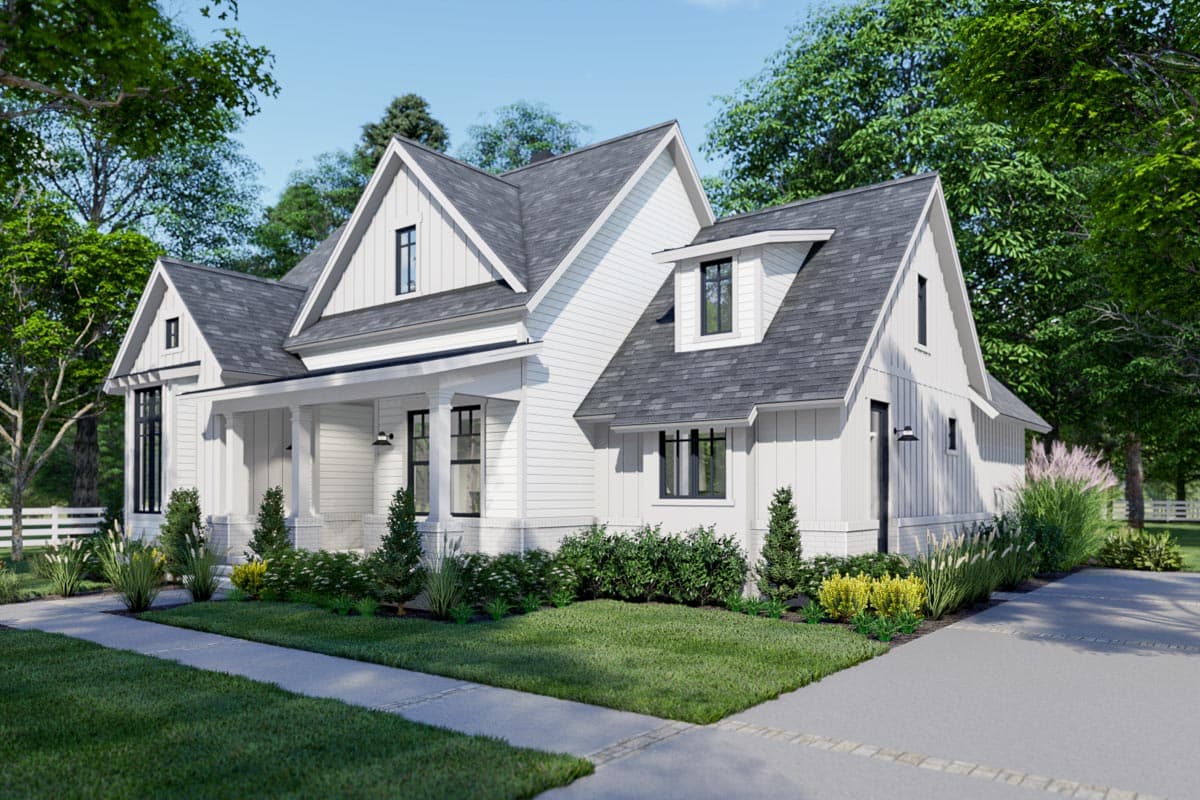 Plan 16921WG: Compact Modern Farmhouse Plan with Two Bonus Rooms - 1486 Sq Ft - Image #4 - Country, Farmhouse, Modern Farmhouse, New American