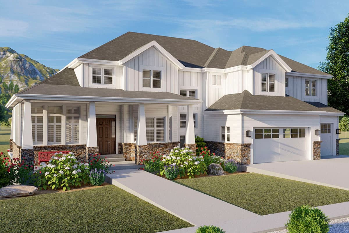 Plan 61366UT: New American Craftsman Home Plan with Hobby Room and Home Office - Image #5 - Craftsman, Mountain, New American, Traditional, Vacation