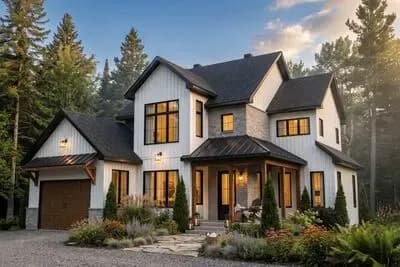 Two-Story Modern Farmhouse Plan with Home Office and Laundry Chute