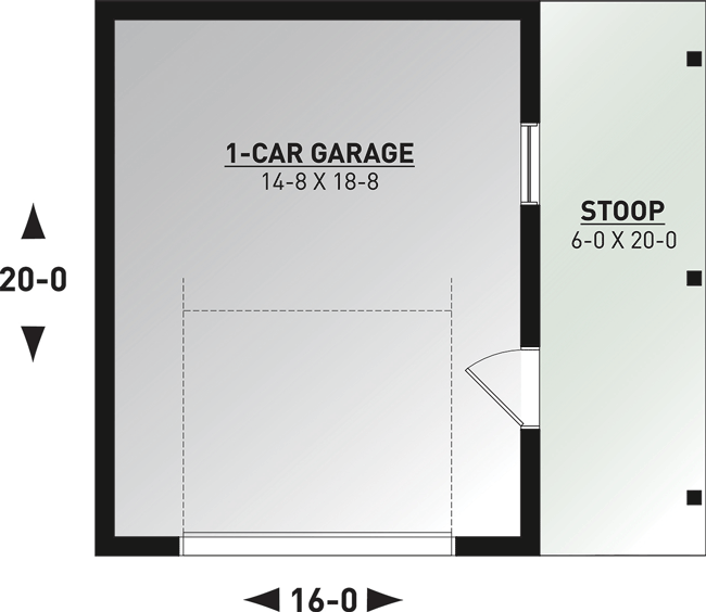 Plan 22586DR: Detached Single Garage with Covered Entry - Floor Plan - Main Level - Country, Craftsman, Modern Farmhouse