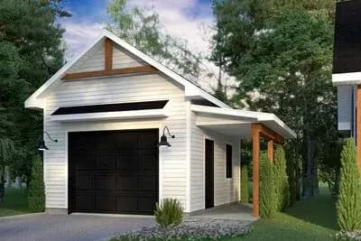 Detached Single Garage with Covered Entry