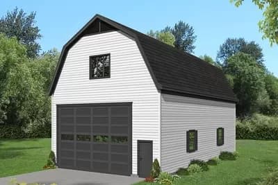 Barn-Like Detached 1400 Sq Ft RV-Friendly Garage Plan with Storage Above