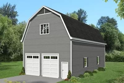 Barn-like Detached Garage Plan with Storage Above