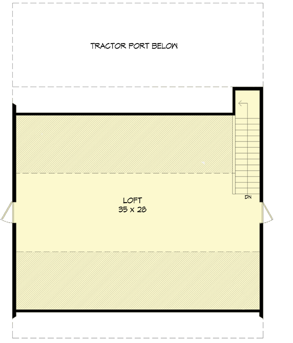 Plan 68687VR: Barn-Style Garage with Tractor Port - Floor Plan - 2nd Floor - Country, Rustic