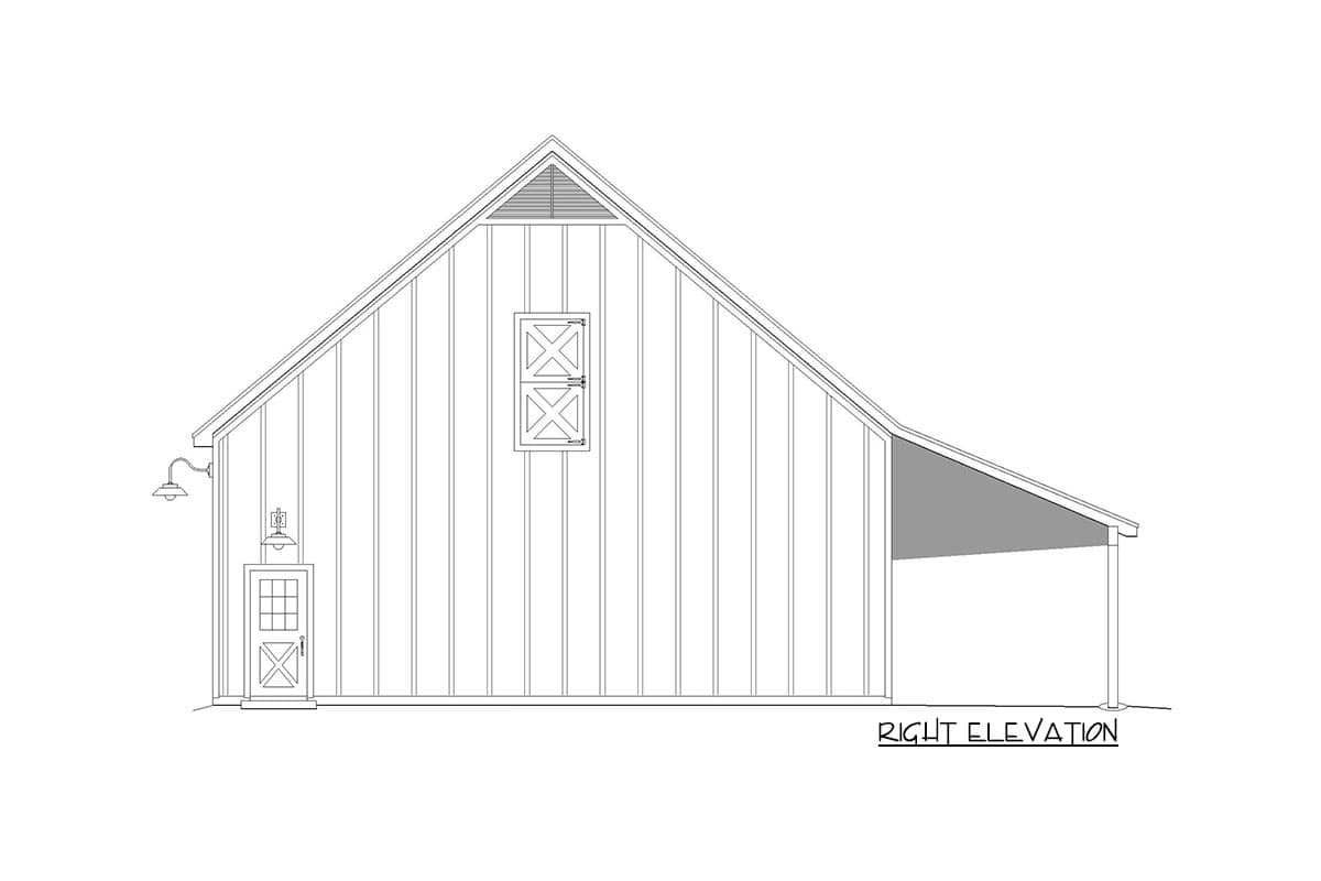Plan 68687VR: Barn-Style Garage with Tractor Port - Image #5 - Country, Rustic