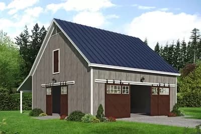 Barn-Style Garage with Tractor Port
