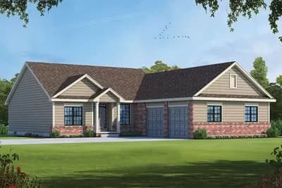 3-Bed Ranch House Plan with Rear Deck