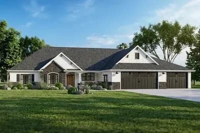 Craftsman Ranch House Plan with Large Game Room