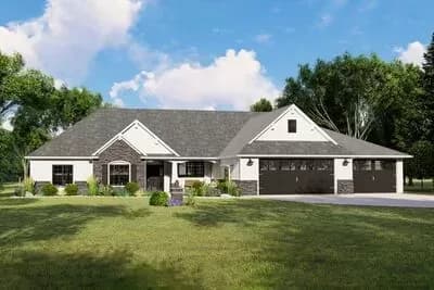 Craftsman Ranch House Plan with Large Game Room