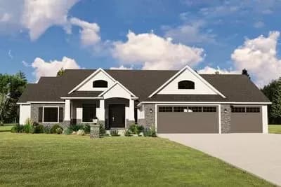 New American Craftsman House Plan with Elegant Ceilings