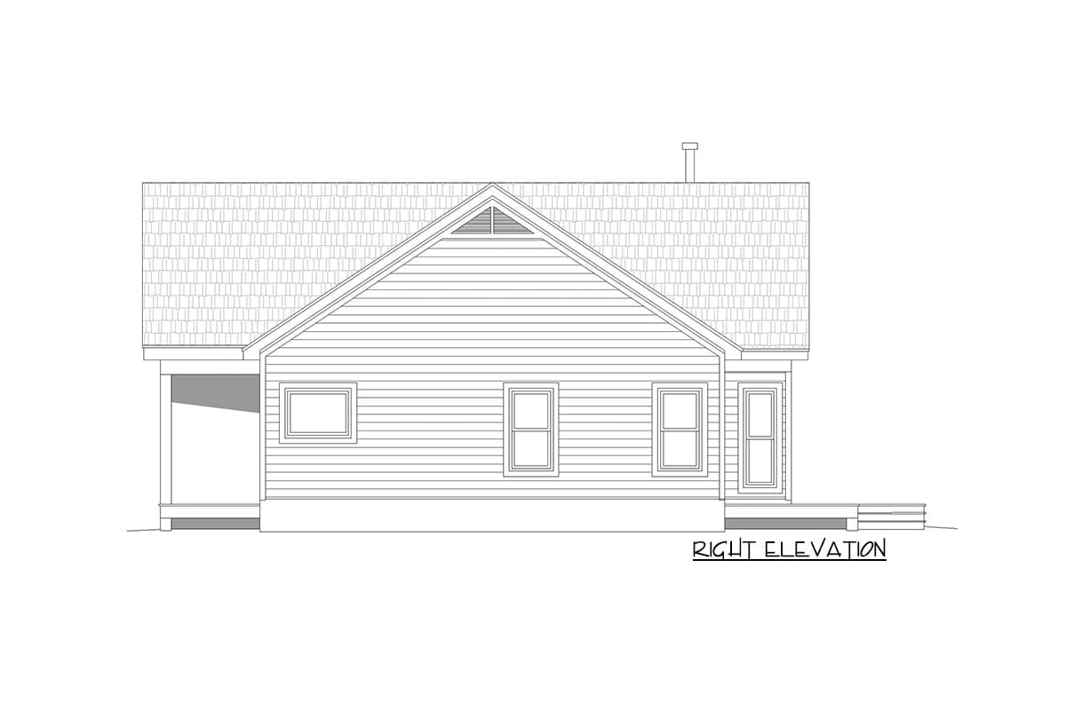 Plan 68691VR: 3-Bed House Plan with Vaulted Interior - 1368 Sq Ft - Image #6 - Country