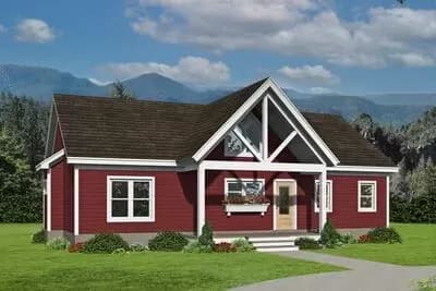 3-Bed House Plan with Vaulted Interior - 1368 Sq Ft