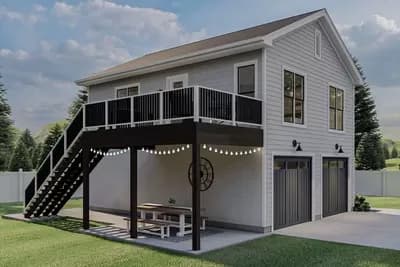1-Bedroom Carriage House Plan with Second Level Deck