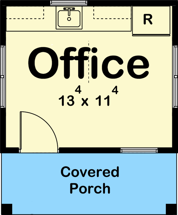 Plan 62933DJ: Simple Backyard Cottage Plan with Kitchenette - Floor Plan - Main Level - Cottage, Craftsman, Mountain, Vacation