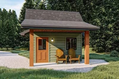 Simple Backyard Cottage Plan with Kitchenette
