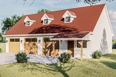 3-Car Country Garage Plan with Pole Barn Construction