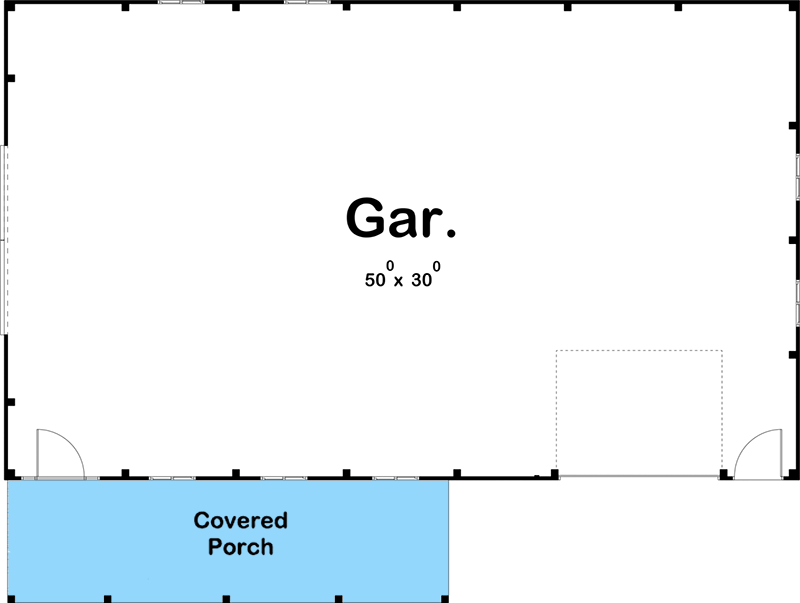 Plan 62936DJ: Rectangular Garage with Covered Porch - Floor Plan - Main Level