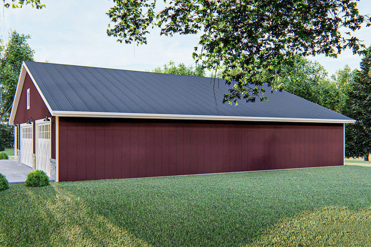 Plan 62937DJ: 6-Car Pole Barn Garage with 60'-long Porch - Image #4