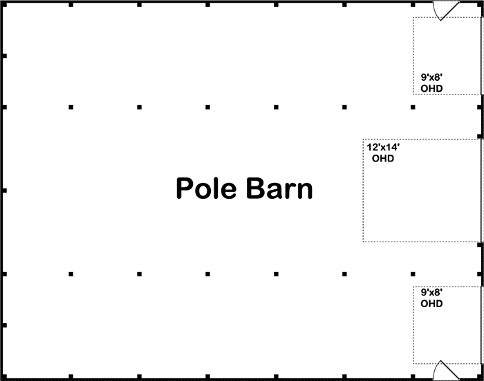Plan 62940DJ: RV-Friendly Pole Barn Garage Plan - 2464 Sq Ft - Floor Plan - Main Level - Barndominium, Country, Farmhouse