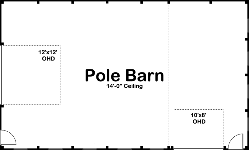 Plan 62942DJ: RV-friendly Pole Barn Garage - Floor Plan - Main Level - Barndominium, Southern, Traditional