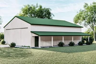 Barrier-free Pole Barn Garage with 12' by 12' Barn Doors