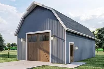 Pole Barn Garage with 11'-high Overhead Door