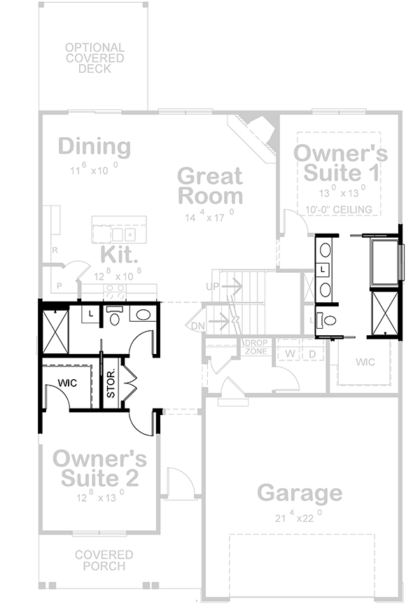 Plan 42657DB: Craftsman House Plan with Two Primary Bedroom Suites - 1989 Sq Ft - Floor Plan - Optional Main Floor - Country, Craftsman, Traditional