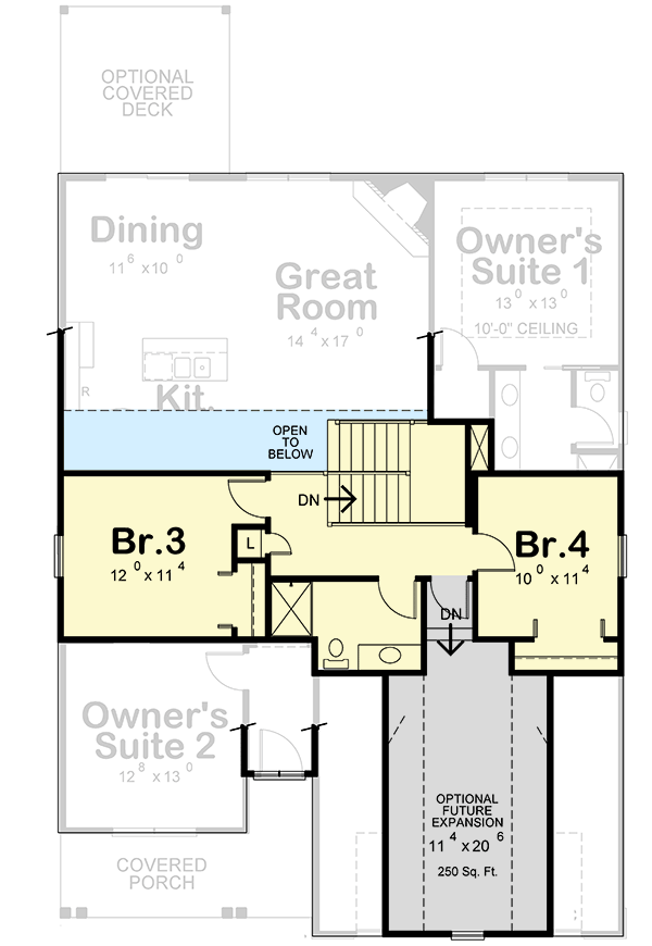 Plan 42657DB: Craftsman House Plan with Two Primary Bedroom Suites - 1989 Sq Ft - Floor Plan - Second Floor - Country, Craftsman, Traditional