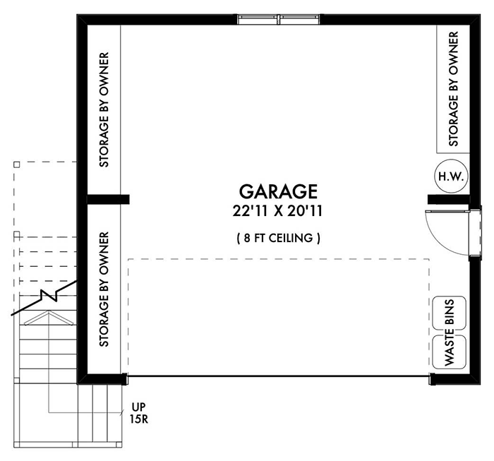 Plan 67798NWL: Efficient Modern Farmhouse Studio Garage Apartment - Floor Plan - Garage Level - Carriage, Modern Farmhouse