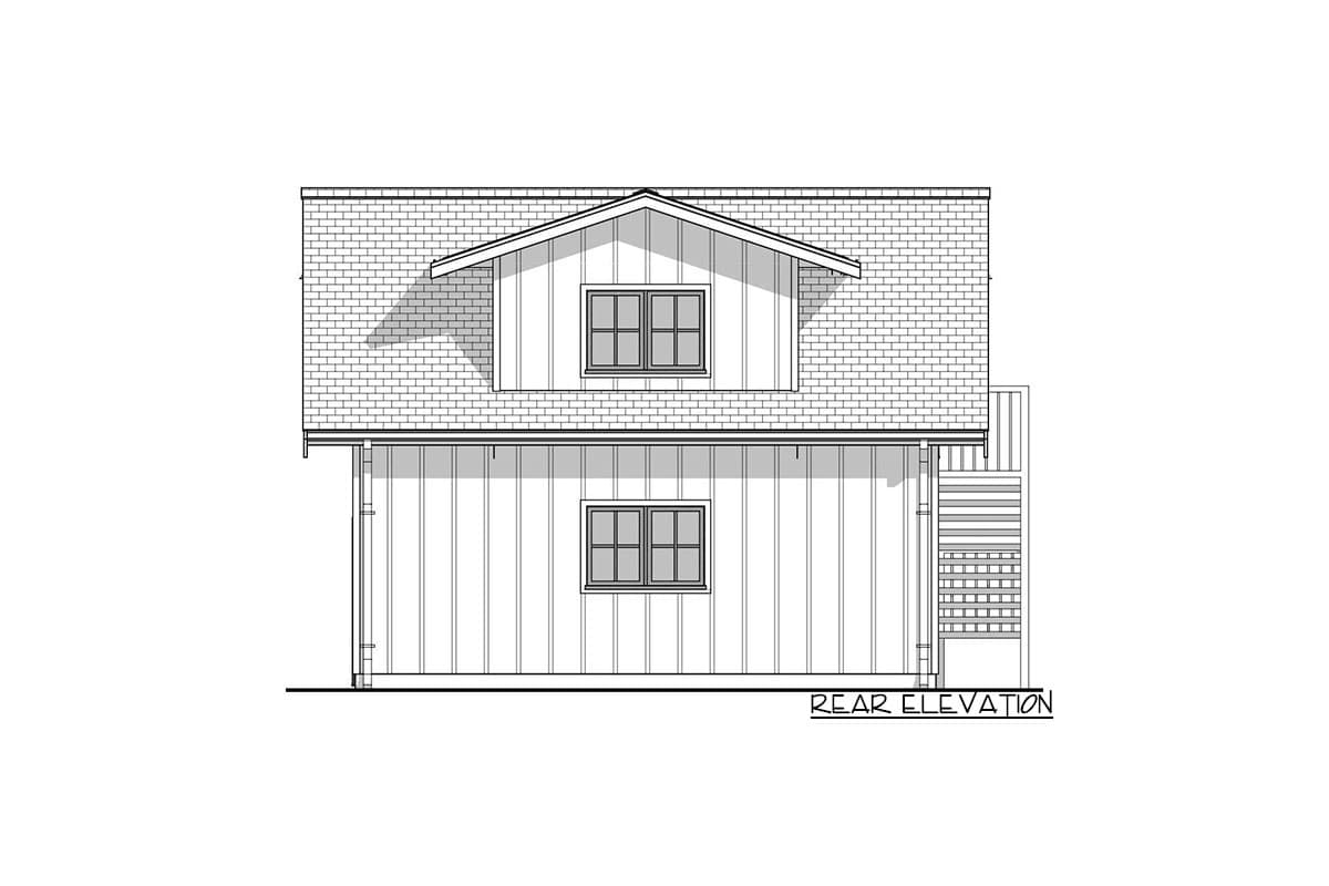 Plan 67798NWL: Efficient Modern Farmhouse Studio Garage Apartment - Image #8 - Carriage, Modern Farmhouse