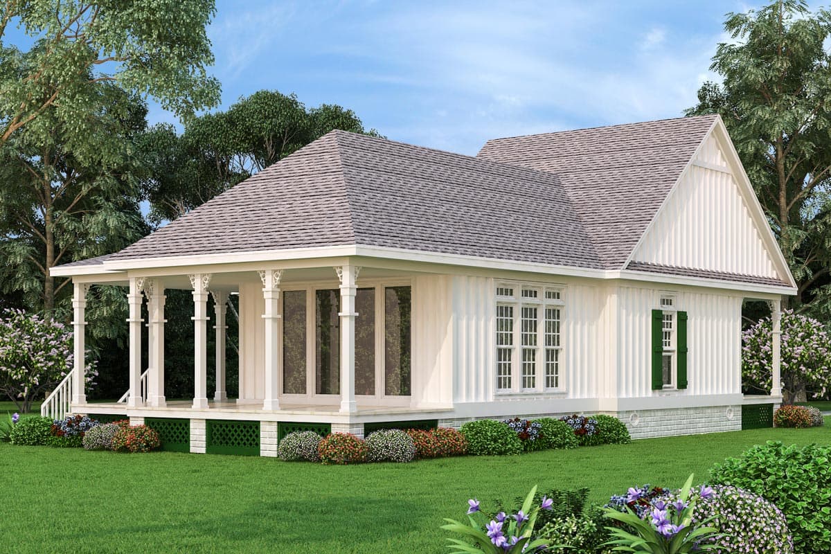 Plan 55216BR: 1-Bed House Plan With Wise Space Use - Image #6 - Cottage, Country, Vacation
